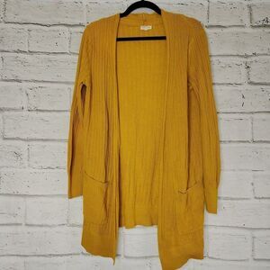 Silence + Noise Women's Mustard Yellow Long-Sleeved Open Cardigan Size Medium